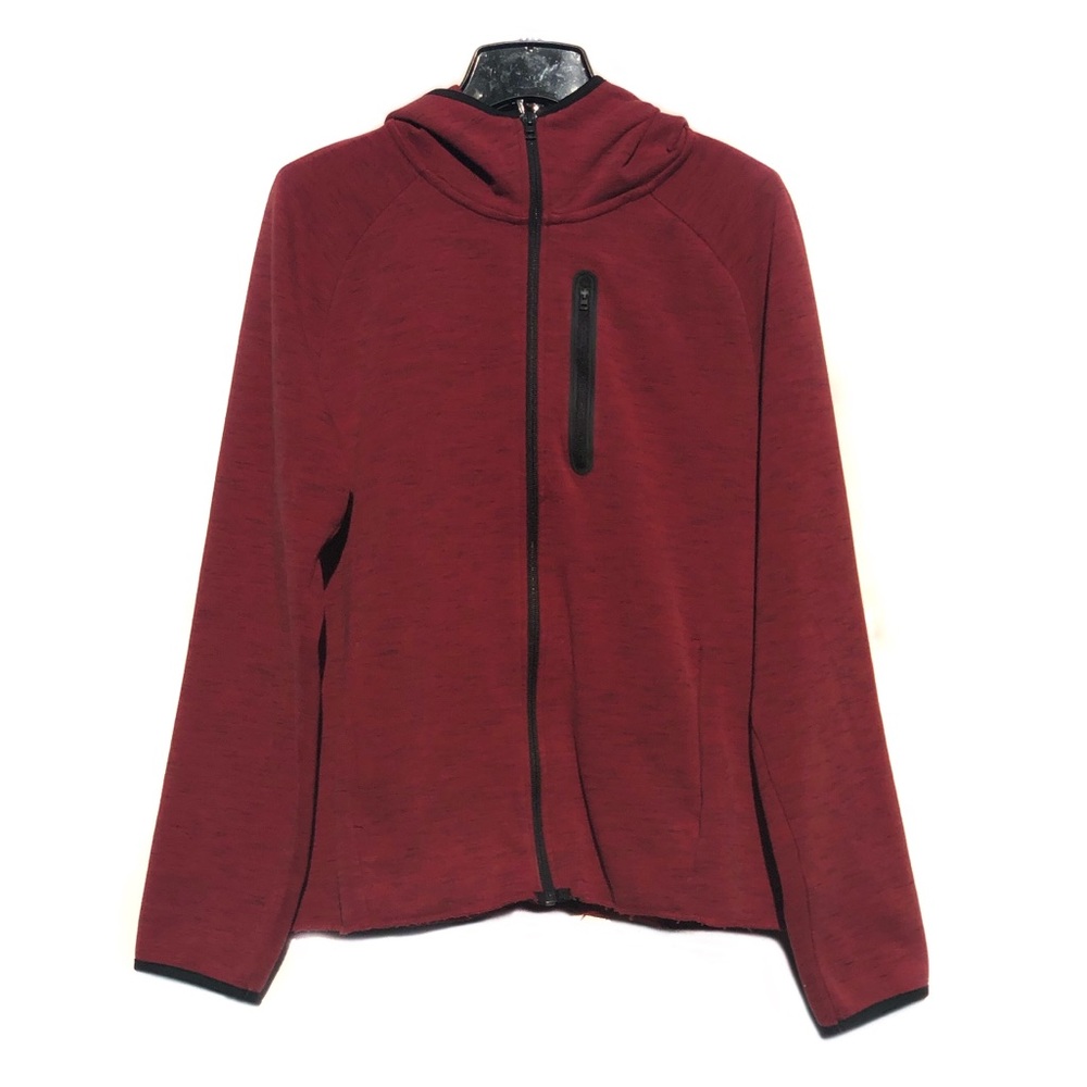 Uniqlo Jacket Marled Red Black Zip Up Hoodie Track Casual Urban Sporty EUC M
